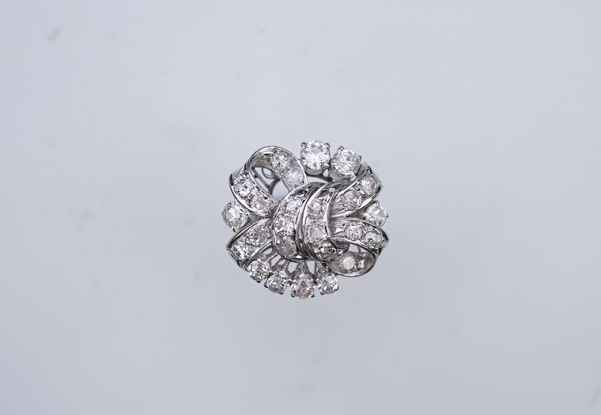 A diamond cocktail ring, mid 20th century